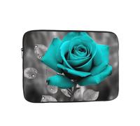Teal Grey Rose Laptop Case 12 inch, Water Resistant Laptop Sleeve Shockproof Protective Traveling Computer Bag Portable Business Briefcase for Men Women