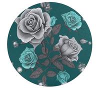 Teal Grey Rose Personalized Jigsaw Puzzles, 195Pcs Custom Wooden Jigsaw Puzzle Round Puzzle Gift Adult