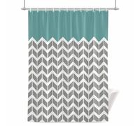 Teal Grey Shower Curtain for Bathroom, Herringbone Waterproof Cloth Fabric Bathroom Accessories Set with 12 Rust Proof Plastic Hooks, 72” x 84”