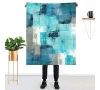 Teal Grey Throw Blanket Turquoise Abstract Art Ultra-Soft Cozy Fleece Blankets Lightweight Modern Flannel Blanket for Couch Sofa Bedding Home Decor (Turquoise Gray, 40" W x 50" L)