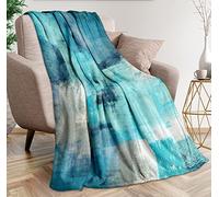 Teal Grey Throw Blanket Turquoise Abstract Art Ultra-Soft Cozy Fleece Blankets Lightweight Modern Flannel Blanket for Couch Sofa Bedding Home Decor (Turquoise Gray, 80" L x 60" W)