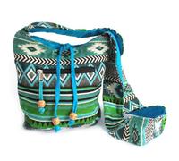 Teal Jacquard Sling Bag For Women - Ethnic Travel & Casual Bag