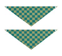 Teal Khaki Checker Plaid Dog bandanas bulk Snap Button Scarf Handkerchief Cute Pet Holiday Accessories Decor for Dogs Cats L