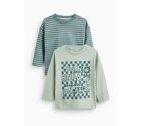 Teal Languages Print Long Sleeve Tees 2 Pack 5-6 years