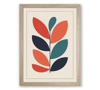Teal Leaf Ascendant Botanical Framed Wall Art Print A3 (42×29.7cm) Oak, Wall Decor for Living Room, Bedroom, Office & Home, Ready to Hang, Art Gift
