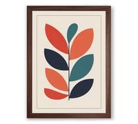 Teal Leaf Ascendant Botanical Framed Wall Art Print A3 (42×29.7cm) Walnut, Wall Decor for Living Room, Bedroom, Office & Home, Ready to Hang, Art Gift