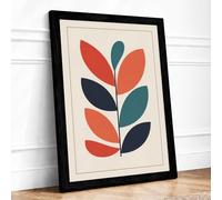 Teal Leaf Ascendant Botanical Framed Wall Art Print A4 (29.7×21cm) Black, Wall Decor for Living Room, Bedroom, Office & Home, Ready to Hang, Art Gift