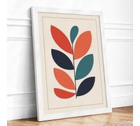 Teal Leaf Ascendant Botanical Framed Wall Art Print A4 (29.7×21cm) White, Wall Decor for Living Room, Bedroom, Office & Home, Ready to Hang, Art Gift