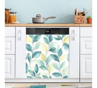 Teal Leaf Dishwasher Magnet Cover for Door Front, Large Metal Decorative Kitchen Dishwasher Panel Decal Refrigerator Magnetic Decor Sticker 58 x 66 CM