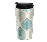 Teal Leaf Pattern Coffee Mug Double Wall Travel Tumbler