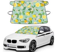 Teal Lemon And Leaf Printed, Car Windshield Cover, Protective Windscreen Cover - Snow Ice Sun UV Dust Water Resistant - Fit for Most Cars