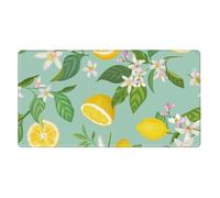 Teal Lemon and Leaf Printed,Mouse Pad Large Desk Pad Computer Keyboard Mouse Mat with Non Slip Rubber Base 40 x 70 cm
