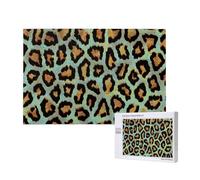 Teal Leopard Chic Animal Print,1000 Pieces Wooden Jigsaw Family Game Jigsaw Puzzles for Adults Teens Home Decor