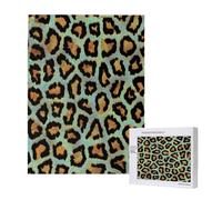 Teal Leopard Chic Animal Print,500 Pieces Wooden Jigsaw Family Game Jigsaw Puzzles for Adults Teens