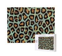 Teal Leopard Chic Animal Print,500 Pieces Wooden Jigsaw Family Game Jigsaw Puzzles for Adults Teens Home Decor