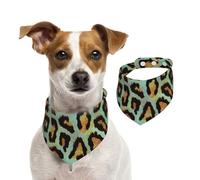 Teal Leopard Chic Animal Print,Dog Bandanas Cotton Pet Scarf Adjustable Bibs for Pet,S