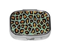 Teal Leopard Chic Animal Print,Meta Pill Box 2 Compartment Medicine Case,Portable Organizer