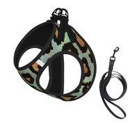 Teal Leopard Chic Animal Print,Pet Harness,Adjustable Reflective Dog Harness,Pet Leash Vest,M