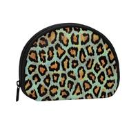 Teal Leopard Chic Animal PrintSmall Makeup Sanitary Napkin Storage Bag,Women's Cosmetic Coin Purse