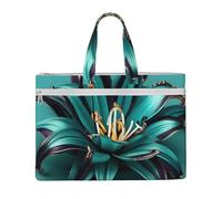 Teal Lily 10.6 * 15 Inch Handheld Bag 2 Zipper Pockets Generous Capacity for Files - Ideal for dy and TravelWork,Stu