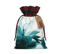 (Teal Lily) Christmas Drawstring Gift Bags Fabric Gift Bags Goodie Bags For Xmas Party Wedding Party Birthday Diy S