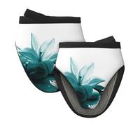 Teal Lily Christmas Mini Silicone Oven Mitts,Heat Slip Resistant Kitchen Gloves Gift,For Cooking Baking