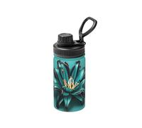 Teal Lily Print 12 Oz Insulated Bottle,Lnsulated Water Bottle with Lid, Leak Proof Lid with Handle