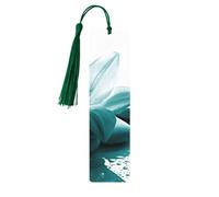 Teal Lily Print 5pcs Wooden Bookmarks with Tassels, Reading Page Markers Book Marks, Gifts for Men Women