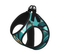 Teal Lily Print Pet Leash Vest,Breathable Mesh Pet Harness, Reflective For Small Medium Dogs Safe Easy Walking