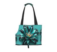 Teal Lily Print Pet Tote Bag,Portable Small Dogs Pet Tote Bag For Subway, Walking, Hiking