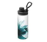 Teal Lily Print Stainless Steel Thermos Bottle with Handle,Sports Bottle,Suitable for Cycling,Fitness
