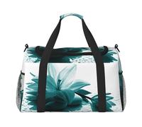Teal Lily Print Womens Sports Bags Travel Bag -Duffel Bags for Men,Small Medium Weekender Overnight Bags for Women,Sport Gym Bag
