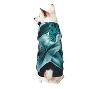 Teal Lily Printed Dog Hoodie Soft Dog Sweatshirt Cute Cat Dog Clothes for Small Dogs Kitten Puppy, S