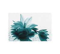 Teal Lily Printed Linen Place Mats Set Of 4 Pcs - Heat-Resistant And Non-Slip Table Placemats