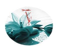 Teal Lily Printing Christmas Tree Skirt Xmas Mat Soft Plush Texture For Home Party Holiday Festive Ornaments