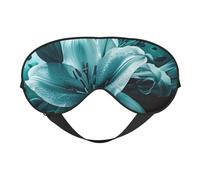 Teal Lily Printing Sleep Mask for Women Men Double-Sided Print Soft Silk Eye Masks Eye Sleep Shade Cover