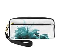 Teal Lily Women Cosmetic Bag Travel with Two Pockets for Daily Beauty Essentials Accessories Organizer