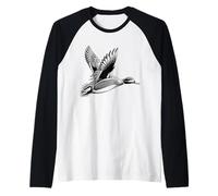 Teal Line Art Birdwatcher Raglan Baseball Tee