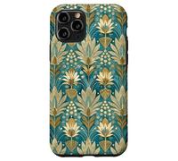 Teal Lotus Floral Style Design, Elegant Teal Flower Art Case for iPhone 11 Pro