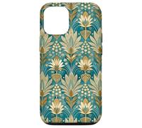 Teal Lotus Floral Style Design, Elegant Teal Flower Art Case for iPhone 12/12 Pro