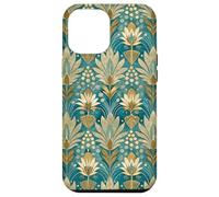 Teal Lotus Floral Style Design, Elegant Teal Flower Art Case for iPhone 12 Pro Max