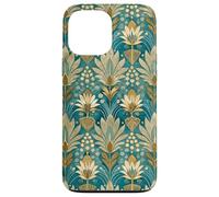 Teal Lotus Floral Style Design, Elegant Teal Flower Art Case for iPhone 13 Pro Max