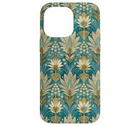 Teal Lotus Floral Style Design, Elegant Teal Flower Art Case for iPhone 14 Pro Max