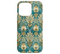Teal Lotus Floral Style Design, Elegant Teal Flower Art Case for iPhone 15 Pro Max