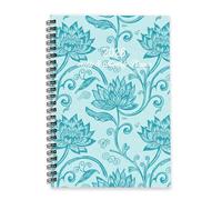 Teal Lotus Flowers 2026 Planner Diary A5 To Do List Notebook Planner Daily Mens Diary Journal for Business Week To View Monthly Year with Dotted Line Note Page Slim