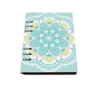Teal Mandala Notebook, Pu Leather Notebooks, Lined Paper A5 Notebook Spiral Bound 180Pages/90Sheets, A5 Exercise Book for Study, Notepad for Work, Student Essentials University Women Man