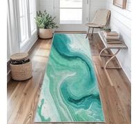 Teal Marble Runner Rugs for Hallway 60x200, Abstract Fluid Hallway Runner Modern Pattern Carpet Runners for Kitchen Bedroom Living Room, Non Slip Long Rug upQ313r