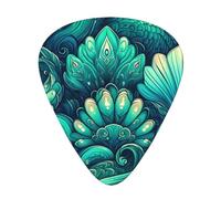 Teal-Mermaid-Scales 12 Pack Guitar Picks With 3 Thicknesses And Storage Box, Abs Plectrums For Electric Bass Guitar Players