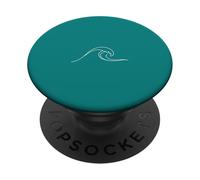 Teal Minimalist Wave Minimalistic Line Art PopSockets Adhesive PopGrip
