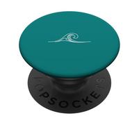 Teal Minimalist Wave Minimalistic Line Art PopSockets Adhesive PopGrip